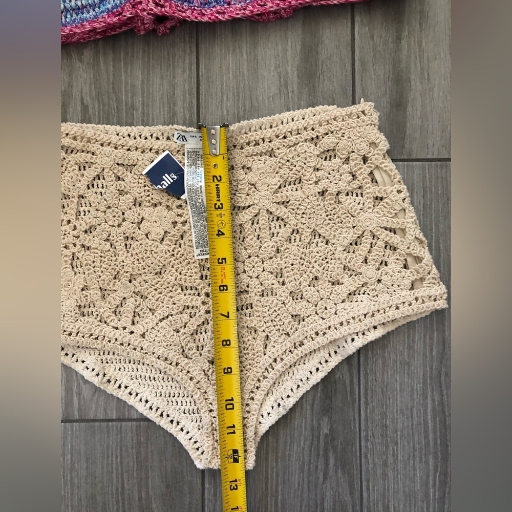 ZARA|Boho crotchet two piece bikini set in floral neutral tan & colorful top,NWT - Picture 13 of 16